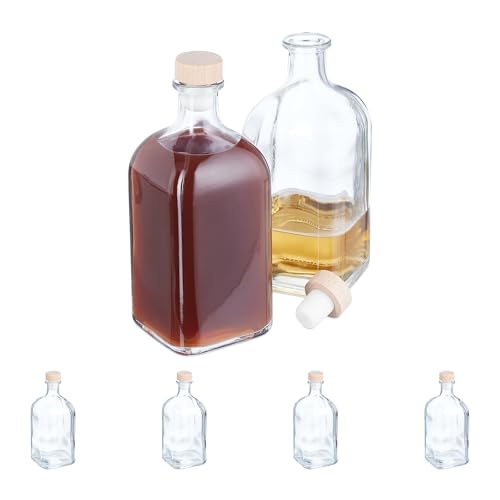 Relaxdays Flaschen zum Befüllen, 6er Set, 500 ml, mit Korken, für Öl, Essig, Schnaps, Likör, Glasflasche, transparent Relaxdays Flaschen zum Befüllen, 6er Set, 500 ml, mit Korken, für Öl, Essig, Schnaps, Likör, Glasflasche, transparent von Relaxdays