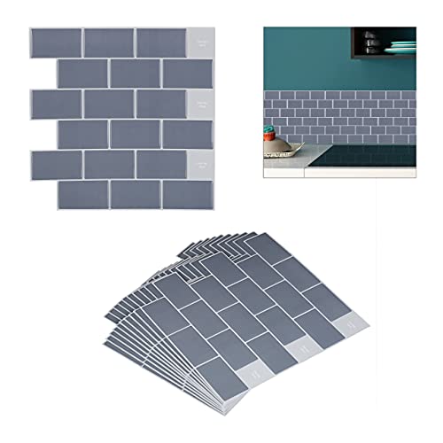 Relaxdays Fliesenaufkleber, 10er Set, selbstklebend, Küche & Badezimmer, 30,5 x 30,5 cm, 3D, Subway Klebefliesen, grau Relaxdays Fliesenaufkleber, 10er Set, selbstklebend, Küche & Badezimmer, 30,5 x 30,5 cm, 3D, Subway Klebefliesen, grau von Relaxdays