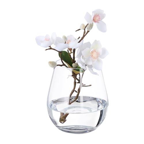 Relaxdays Florero Vidrio Blumenvase, Glasvase für Blumen, Tischvase aus Klarglas, hohe Tulpenvase, Maße H x D: 16 x 14 cm, transparent, Glas Relaxdays Florero Vidrio Blumenvase, Glasvase für Blumen, Tischvase aus Klarglas, hohe Tulpenvase, Maße H x D: 16 x 14 cm, transparent, Glas von Relaxdays