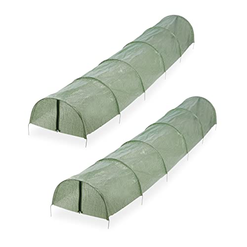 Relaxdays Folientunnel, 2er Set, 2,9 m Länge, PE-Folie mit Reißverschluss, Frühbeet, Aufzucht, Pflanzentunnel, grün von Relaxdays