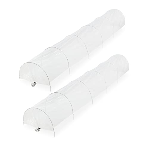Relaxdays Folientunnel, 2er Set, 3,7 m Länge, PVC Gewächshausfolie, Frühbeet, Aufzucht, Pflanzentunnel, transparent von Relaxdays