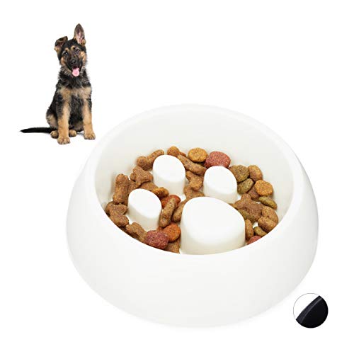 Relaxdays Foraging Feeding Bowl for Slow Eating Anti Schling Napf, Futternapf für Hund & Katze, Langsames Fressen, 300 ml Fressnapf, spülmaschinenfest, weiß, 1 Stück (1er Pack) von Relaxdays