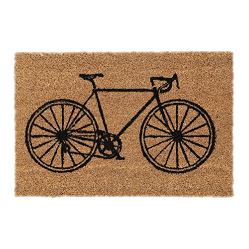 Relaxdays Fußmatte, aus Kokosfaser, Fahrrad-Motiv, innen & außen, Rutschfester Fußabtreter, 60 x 40 cm, Natur/schwarz von Relaxdays