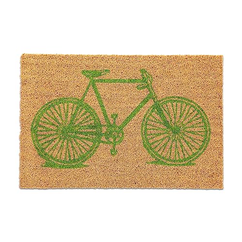 Relaxdays Fußmatte Fahrrad, aus Kokosfaser, rutschfeste Türmatte, HxBxT: 1,5 x 60 x 40 cm, Schmutzfangmatte, Natur/grün von Relaxdays