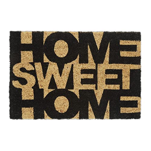 Relaxdays Fußmatte Kokos, Sweet Home, 60 x 40 cm, Fußabtreter innen & außen, rutschfeste Türmatte, Natur/schwarz von Relaxdays