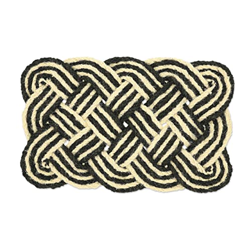 Relaxdays Fußmatte Kokos, Knoten Muster, 75 x 45 cm, handgefertigt, beidseitig verwendbar, Türvorleger, schwarz-weiß von Relaxdays