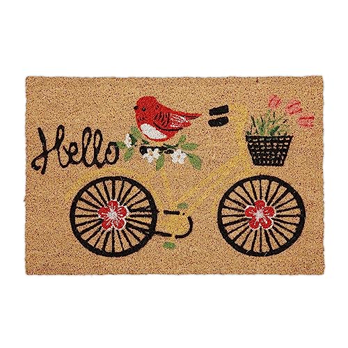 Relaxdays Fußmatte Kokos, Schriftzug & Fahrrad-Motiv, Türvorleger innen & außen, Kokosmatte 40 x 60 cm, Türmatte, bunt von Relaxdays