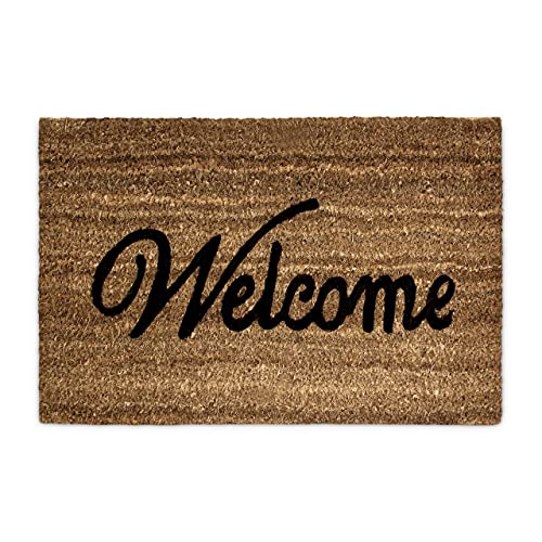 Relaxdays Fußmatte Kokos Motiv WELCOME 40 x 60 cm Kokosmatte mit rutschfester PVC Unterlage Fußabtreter aus Kokosfaser als Schmutzfangmatte und Sauberlaufmatte Fußabstreifer für Außen und Innen, braun Relaxdays Fußmatte Kokos Motiv WELCOME 40 x 60 cm Kokosmatte mit rutschfester PVC Unterlage Fußabtreter aus Kokosfaser als Schmutzfangmatte und Sauberlaufmatte Fußabstreifer für Außen und Innen, braun von Relaxdays