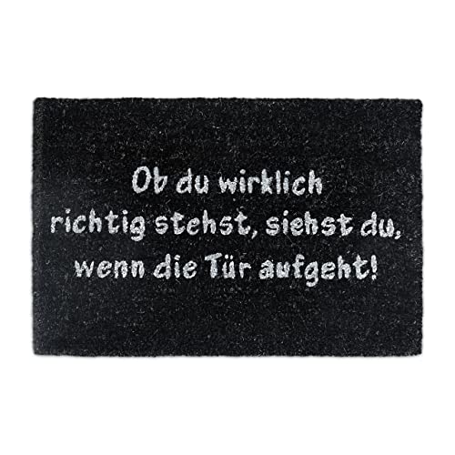 Relaxdays Fußmatte Kokos SPRUCH 40 x 60cm Kokosmatte mit rutschfester PVC Unterlage Fußabtreter aus Kokosfaser als Schmutzfangmatte und Sauberlaufmatte Fußabstreifer für Außen und Innen Matte, schwarz von Relaxdays