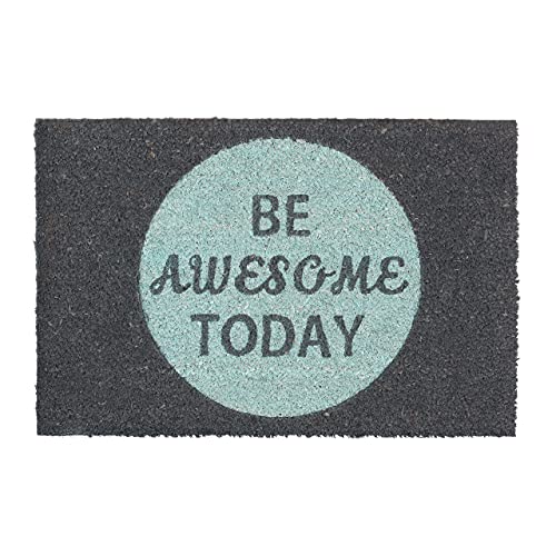 Relaxdays Fußmatte Kokos Spruch BE AWESOME TODAY 40 x 60 cm Kokosmatte mit rutschfester PVC schwarz Unterlage Fußabtreter aus Kokosfaser als Schmutzfangmatte und Sauberlaufmatte Türvorleger, Grau von Relaxdays