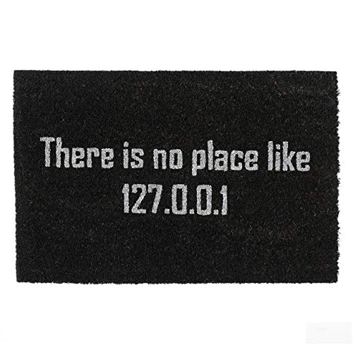 Relaxdays Fußmatte Kokos There is no place like 127.0.0.1", Nerd Türmatte außen & innen, Kokosmatte 60x40 cm, schwarz, 1 Stück von Relaxdays
