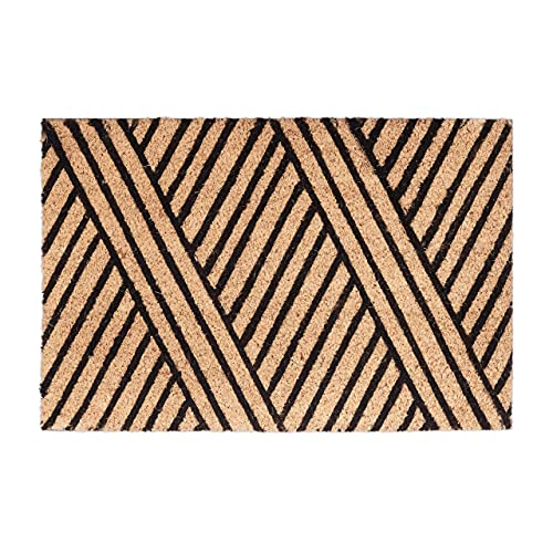 Relaxdays Fußmatte Streifen aus Kokos, HxBxT: 1,5 x 60 x 40 cm, rutschfest, gestreift, Kokosfaser, Gummi, natur-schwarz von Relaxdays