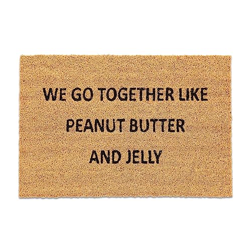 Relaxdays Fußmatte mit Spruch Peanutbutter & Jelly, Kokos, rutschfeste Türmatte, 60x40 cm, Schmutzmatte, Natur/schwarz von Relaxdays