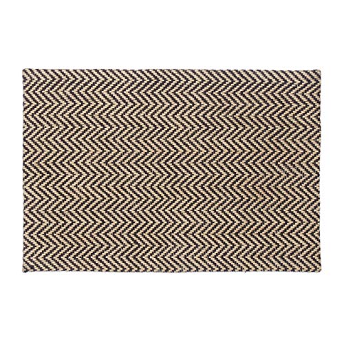Relaxdays Fußmatte mit Zickzack-Muster, Türmatte aus Jute, handgefertigter Fußabtreter außen, 40x60 cm, natur/schwarz von Relaxdays