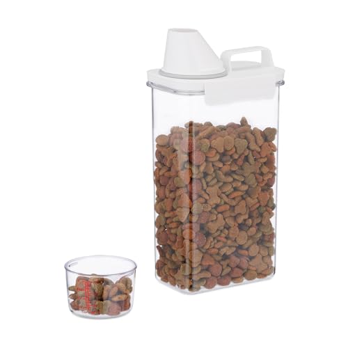 Relaxdays Futter Aufbewahrungsbox, Messbecher, luftdichter Deckel, 2,3 l, Trockenfutter, Müsli, Waschpulver, transparent von Relaxdays