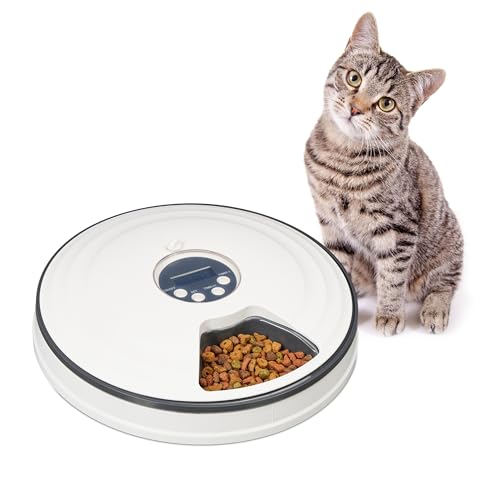 Relaxdays Futterautomat Katze, bis zu 6 Portionen, HxD: 5,5 x 30,5 cm, Katzenfutterstation mit Zeitschaltuhr, weiß/grau Relaxdays Futterautomat Katze, bis zu 6 Portionen, HxD: 5,5 x 30,5 cm, Katzenfutterstation mit Zeitschaltuhr, weiß/grau von Relaxdays