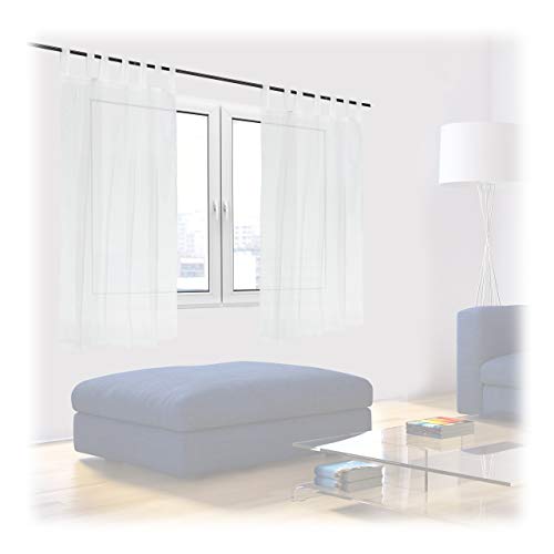 Relaxdays Gardinen 2er Set, HxB: 145x140 cm, halbtransparente Vorhänge, Wohn- & Schlafzimmer, Schlaufengardinen, weiß von Relaxdays