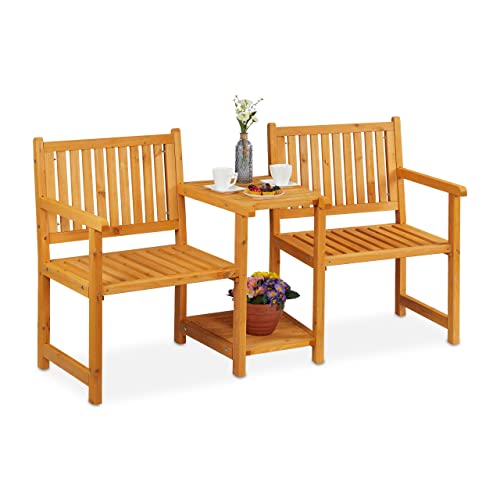 Relaxdays Gartenbank mit integriertem Tisch, 2-Sitzer, robuste Holz Sitzbank, Garten & Balkon, HBT: 86x161x61 cm, Natur Relaxdays Gartenbank mit integriertem Tisch, 2-Sitzer, robuste Holz Sitzbank, Garten & Balkon, HBT: 86x161x61 cm, Natur von Relaxdays
