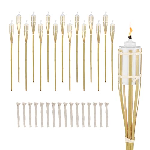 Relaxdays Gartenfackel, 16er Set, Bambus, H: 90 cm, Ölfackeln für draußen, mit Ersatzdochten, Gartenparty Deko, Natur Relaxdays Gartenfackel, 16er Set, Bambus, H: 90 cm, Ölfackeln für draußen, mit Ersatzdochten, Gartenparty Deko, Natur von Relaxdays