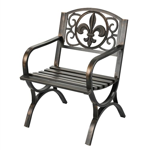 Relaxdays Gartenstuhl, mit Armlehnen, extra breit, Metall, antiker Gartensessel, HBT: 85,5 x 60 x 56 cm, schwarz/Bronze von Relaxdays