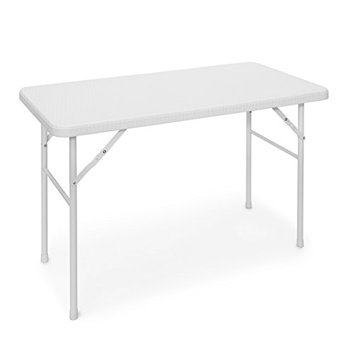 Relaxdays Gartentisch klappbar BASTIAN, rechteckig H x B x T: 74 x 121,5 x 61,5 cm, Metall, Kunststoff, Rattan-Optik, weiß von Relaxdays