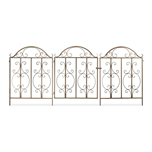 Relaxdays Gartentor, 3-teilig, Stahl, Gartenpforte Ornamente, Gartentür mit 2 Zaunelementen, HxB: 98,5 x 185 cm, Bronze Relaxdays Gartentor, 3-teilig, Stahl, Gartenpforte Ornamente, Gartentür mit 2 Zaunelementen, HxB: 98,5 x 185 cm, Bronze von Relaxdays