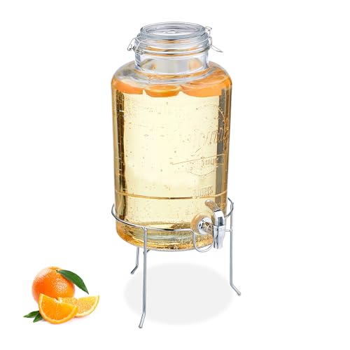 Relaxdays Getränkespender mit Ständer, Limobehälter 8 L, Zapfhahn, Wasserspender, Glas, Bügelverschluss, transparent Relaxdays Getränkespender mit Ständer, Limobehälter 8 L, Zapfhahn, Wasserspender, Glas, Bügelverschluss, transparent von Relaxdays