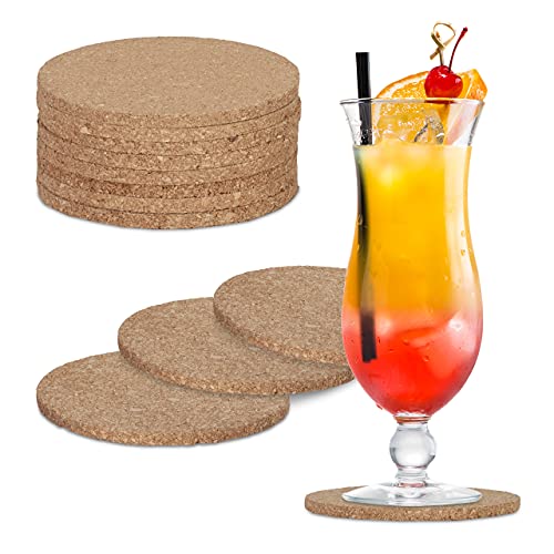 Relaxdays Glasuntersetzer Kork, 12er Set, rutschfest, Korkuntersetzer, runde Untersetzer, Bierdeckel, 10 cm Ø, natur von Relaxdays