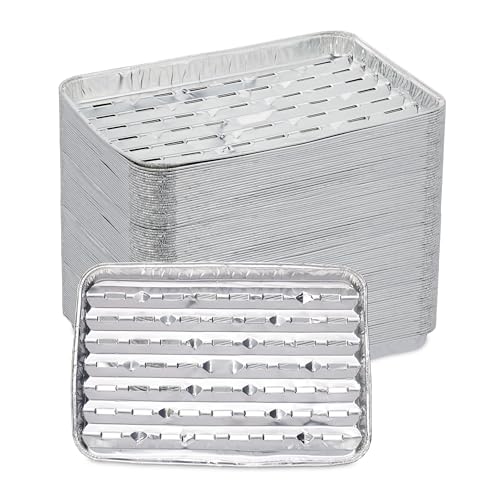 Relaxdays Grillschale Alu, 100er Set, 34 x 22 cm, Aluschalen für Grill, Alugrillschalen mit Löchern, bis 260 °C, Silber von Relaxdays