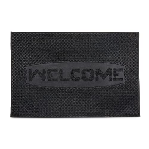 Relaxdays Gummi Fußmatte WELCOME 60 x 40 cm Fußabtreter aus 100% Gummimaterial mit Anti-Rutsch Schmutzfangmatte zum Füße Abtreten Outdoor Gummimatte als Schmutzmatte und Eingangsmatte, schwarz von Relaxdays