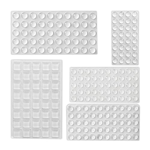 Relaxdays Gummipuffer, 222er Set, selbstklebend, Anschlagpuffer in 5 Größen, Gumminoppen für Glasplatten, transparent, Silikon von Relaxdays