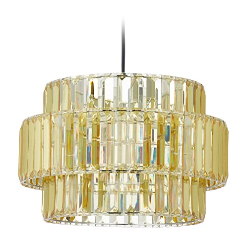Relaxdays Hängelampe Kristall, HxD: 135 x 34 cm, elegante Pendelleuchte, Acryl, Metall, E27, Kristalllampe, gold/silber Relaxdays Hängelampe Kristall, HxD: 135 x 34 cm, elegante Pendelleuchte, Acryl, Metall, E27, Kristalllampe, gold/silber von Relaxdays