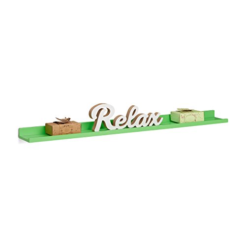 Relaxdays Hängeregal schmal, längliches Schweberegal für die Wand, Wandboard schwebend, MDF, HxBxT: 3,5x80x10cm, grün von Relaxdays