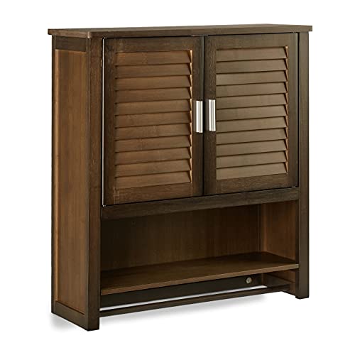 Relaxdays Hängeschrank dunkelbraun LAMELL, Badschrank mit Handtuchhalter, Wandschrank aus Bambus, HBT: 66 x 62 x 20 cm von Relaxdays