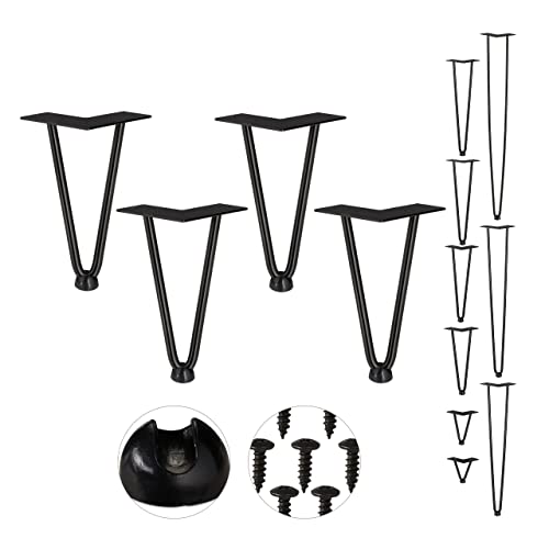 Relaxdays Hairpin Legs, 4er Set, 2 Streben, Metall, Haarnadel Tischbein für Hocker, Tisch & Schrank, 20 cm hoch, schwarz von Relaxdays