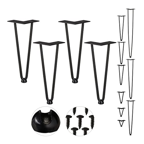 Relaxdays Hairpin Legs, 4er Set, 2 Streben, Metall, Haarnadel Tischbein für Hocker, Tisch & Schrank, 30 cm hoch, schwarz von Relaxdays