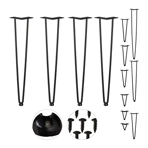 Relaxdays Hairpin Legs, 4er Set, 2 Streben, Metall, Haarnadel Tischbein für Hocker, Tisch & Schrank, 60 cm hoch, schwarz von Relaxdays