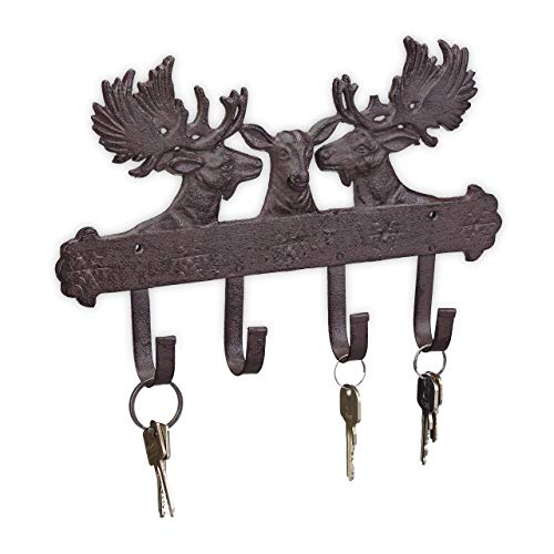 Relaxdays Hakenleiste Vintage, Gusseisen, HBT: ca. 21 x 31 x 4 cm, 4 robuste Haken, Elch, Garderobe zum Schrauben, braun Relaxdays Hakenleiste Vintage, Gusseisen, HBT: ca. 21 x 31 x 4 cm, 4 robuste Haken, Elch, Garderobe zum Schrauben, braun von Relaxdays