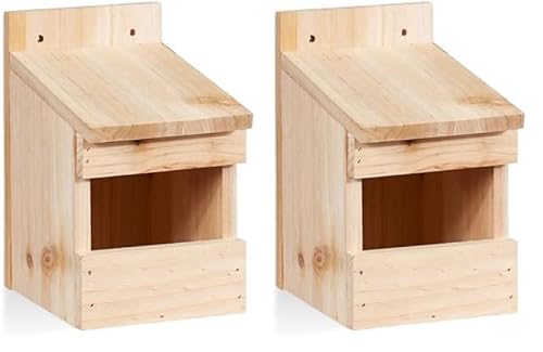 Relaxdays Halbhöhle Nistkasten, Vogelkasten zum Aufhängen, unbehandeltes Holz, Amsel, Flugloch, 20 x 12 x 15,5 cm, Natur (Packung mit 2) von Relaxdays