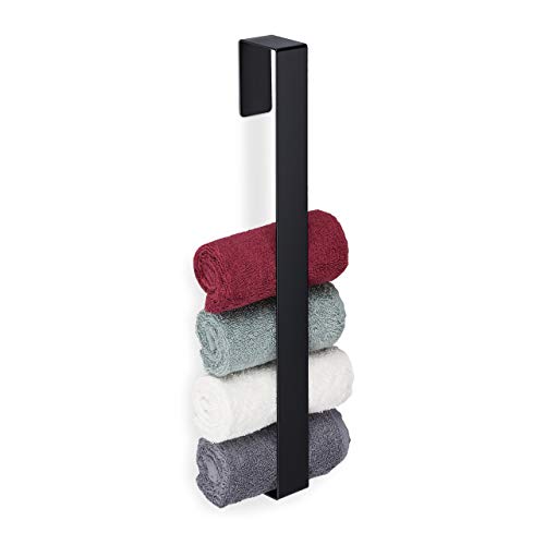 Relaxdays Handtuchhalter, 430er Edelstahl, Bad, Küche, selbstklebend, Handtuchstange ohne Bohren, HBT 45x4x6 cm, schwarz, 1 Stück von Relaxdays