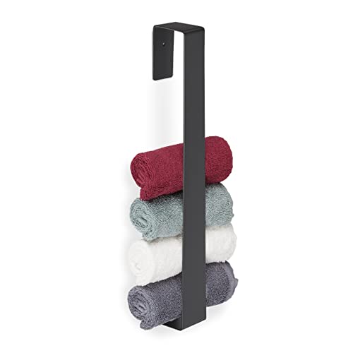Relaxdays Handtuchhalter ohne Bohren, 45 cm, Selbstklebende Handtuchstange, Gästehandtuchhalter Bad, Edelstahl, schwarz von Relaxdays