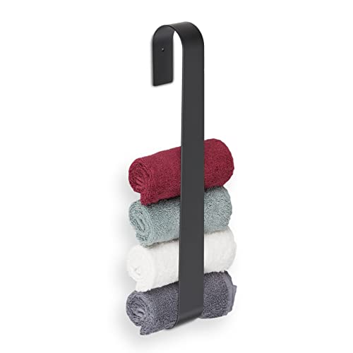 Relaxdays Handtuchhalter ohne Bohren, Edelstahl, 45 cm, Selbstklebende Handtuchstange, Gästehandtuchhalter Bad, schwarz von Relaxdays