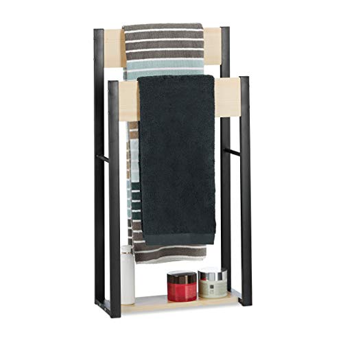 Relaxdays Handtuchhalter stehend, U-Design, 2 Ablagen, Handtuchständer Bad, HxBxT: 86 x 45 x 19 cm, Holz + Stahl, natur Relaxdays Handtuchhalter stehend, U-Design, 2 Ablagen, Handtuchständer Bad, HxBxT: 86 x 45 x 19 cm, Holz + Stahl, natur von Relaxdays