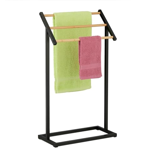 Relaxdays Handtuchständer, 3 Stangen, freistehend, HxBxT: 80x45x21,5 cm, Duschtuchhalter fürs Bad, Eisen, schwarz/Natur Relaxdays Handtuchständer, 3 Stangen, freistehend, HxBxT: 80x45x21,5 cm, Duschtuchhalter fürs Bad, Eisen, schwarz/Natur von Relaxdays