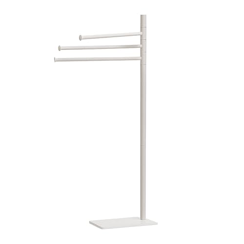 Relaxdays Handtuchständer, 3-armig, freistehend, HxBxT: 83x34x14cm, Edelstahl, Handtuchhalter ohne Bohren, weiß von Relaxdays