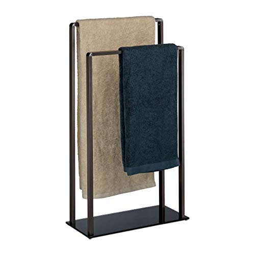 Relaxdays Handtuchständer, Bronze-schwarz freistehend, 2 Stangen, modern, Metall, Handtuchhalter, HxBxT: 80 x 45 x 20 cm von Relaxdays