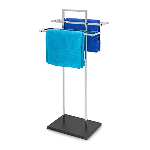 Relaxdays Handtuchständer HBT: ca. 87 x 37,5 x 24 cm freistehender Handtuchhalter in Edelstahl-Optik und Holz Bodenplatte mit 2 Handtuchstangen für Badetücher auch als Kleiderständer, schwarz / silber Relaxdays Handtuchständer HBT: ca. 87 x 37,5 x 24 cm freistehender Handtuchhalter in Edelstahl-Optik und Holz Bodenplatte mit 2 Handtuchstangen für Badetücher auch als Kleiderständer, schwarz / silber von Relaxdays