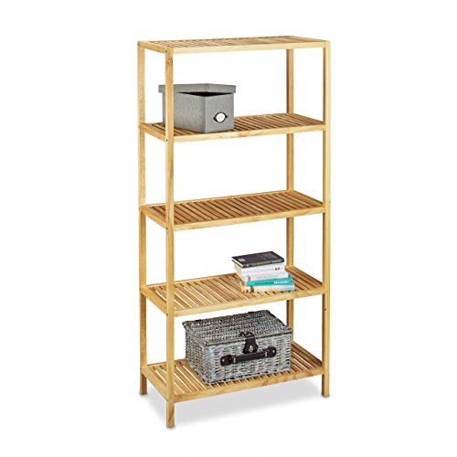 Relaxdays Holzregal H x B x T: 150 x 72 x 36 cm Standregal aus massivem Kiefernholz mit 5 Ebenen als Bücherregal oder Badregal nutzbar großes Lagerregal mit viel Ablagefläche Regal aus Holz, natur von Relaxdays