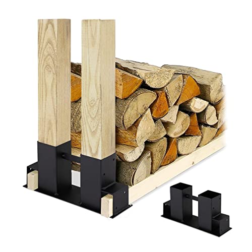 Relaxdays Holzstapelhilfe 2er Set, DIY Holzunterstand für Kanthölzer, Holzaufbewahrung, beschichteter Stahl, schwarz, 16 x 34 x 10 cm von Relaxdays