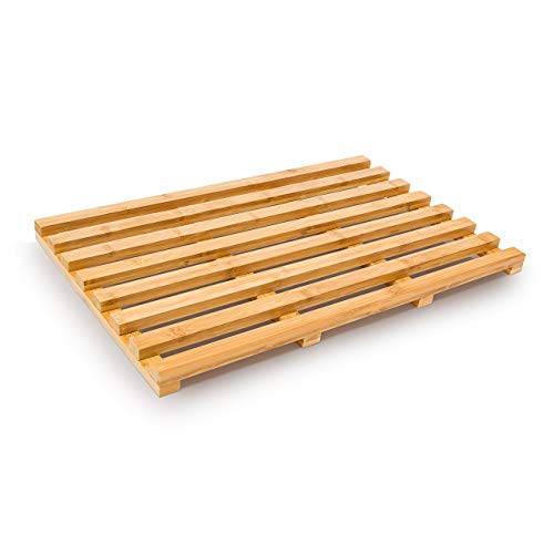 Relaxdays Holzvorleger aus Bambus (TBH 36,5 x 56,5 x 3) Badvorleger Holzrost Duschvorleger Badematte von Relaxdays